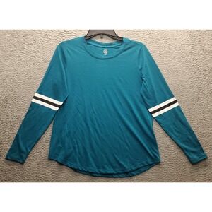 NHL Shirt Top Womens Size 4/6 Green Cotton Blend Long Sleeve Crew Neck Pullover